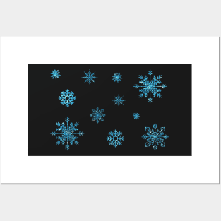 Light Blue Faux Glitter Snowflakes Posters and Art